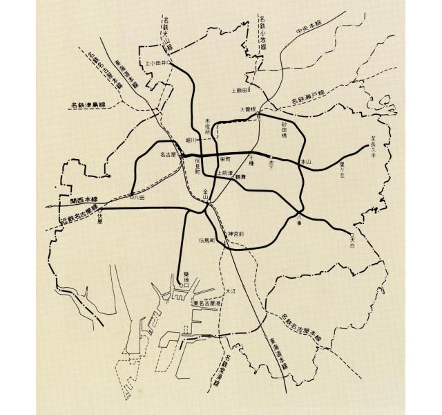 昭和36年都市交通審議会答申の路線網の図