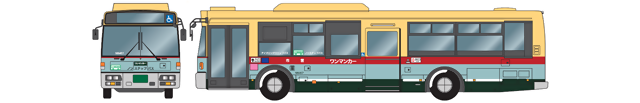 昭和44年から使用されていた市バス（ワンマンカー）デザイン