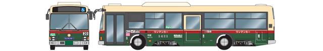 昭和49年（市電廃止）まで使用されていた市電（ワンマンカー）デザイン